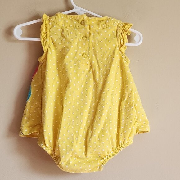 Carter's Yellow Polka Dot Butterfly Dress One Piece Size12 Months - Picture 4 of 5